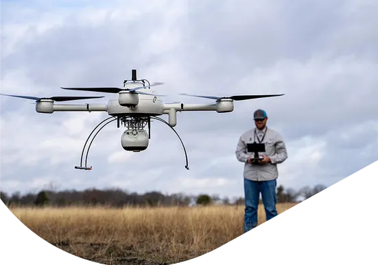 Drone utilisé pour un relevé topographique par un arpenteur-géomètre